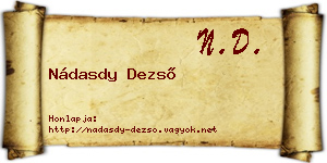 Nádasdy Dezső névjegykártya