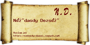 Nádasdy Dezső névjegykártya